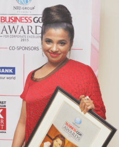 Archana Bhobe with the ‘Business Woman of the Year’ Award at the NRB Group Business Goa Awards 2015